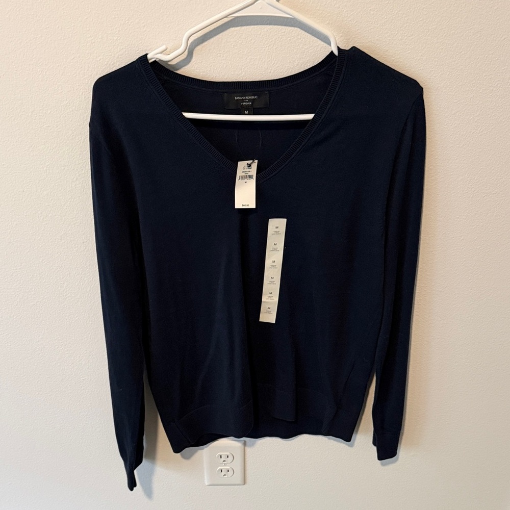Banana Republic Navy V-Neck Sweater NWT Size M
